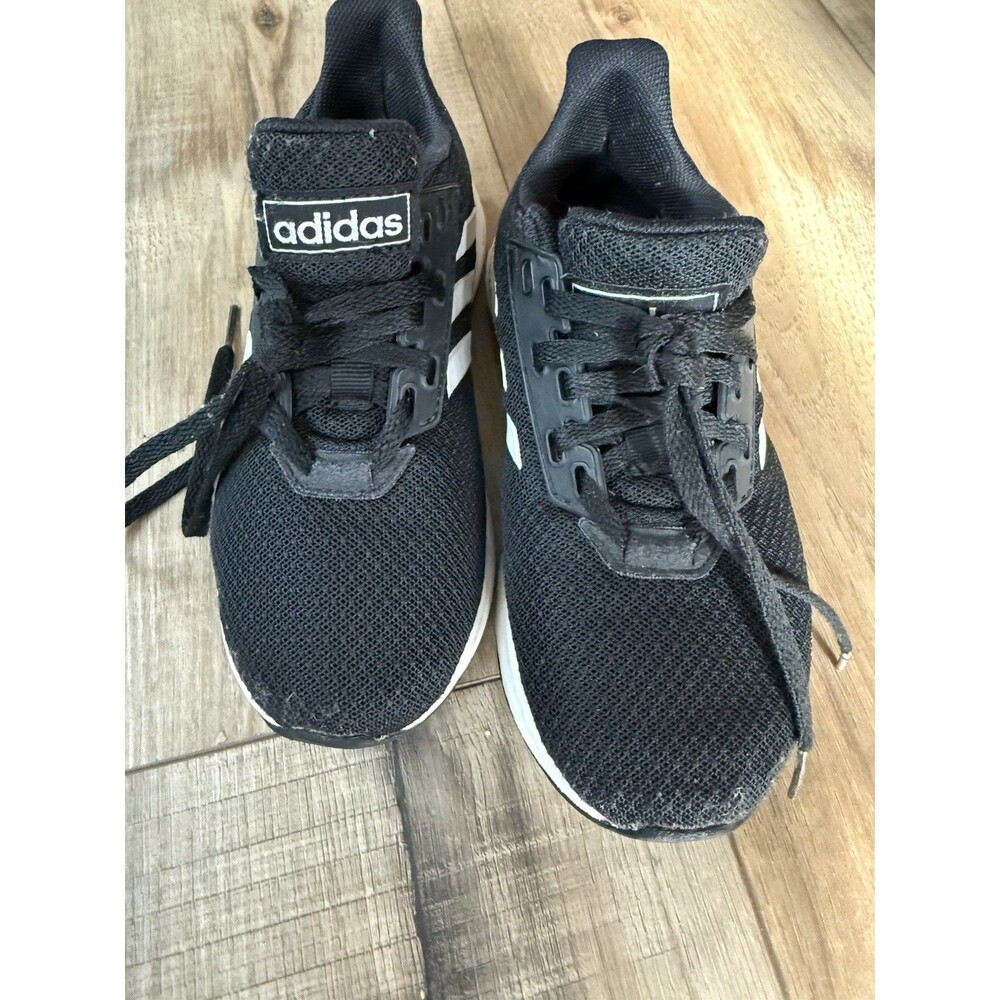 adidas Toddler Size 12K Black White 3-Stripe Lace Up Athletic Sneakers
